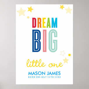 DREAM BIG LITTLE Ein Name Typografie leuchtende Fa Poster
