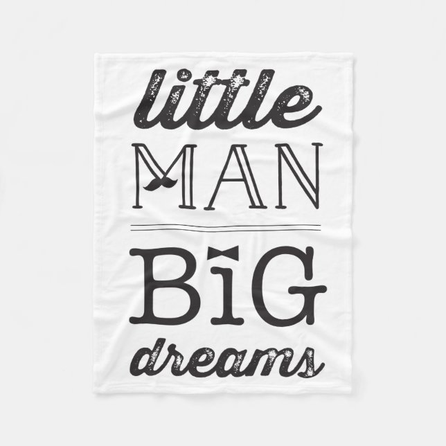 Dream Big Little Man Mustache BowTie Baby Blanket Fleecedecke (Vorderseite)