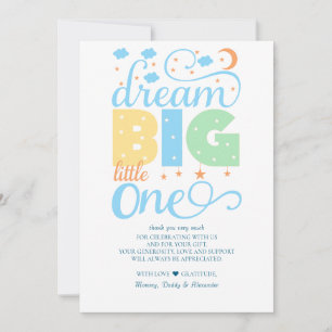 Dream Big Little One Blue Baby Boy 1. Geburtstag Dankeskarte
