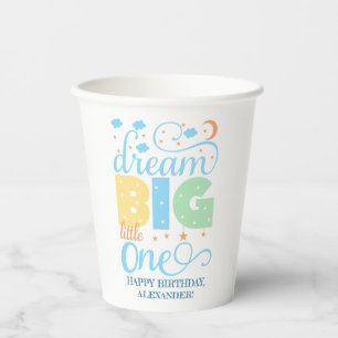 Dream Big Little One Blue Baby Boy 1. Geburtstag Pappbecher