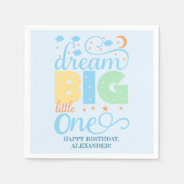 Dream Big Little One Blue Baby Boy 1. Geburtstag Serviette
