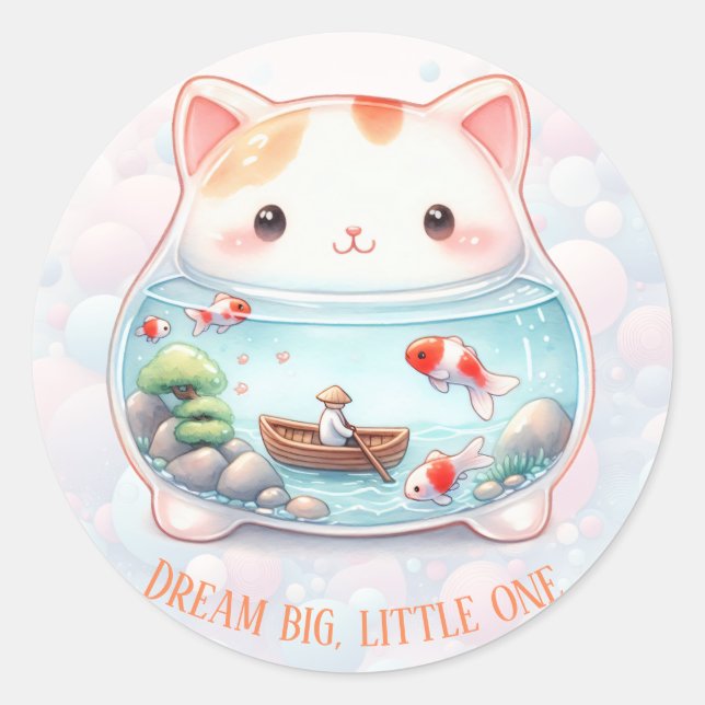 Dream Big, Little One - Cat - Runder Aufkleber (Vorderseite)