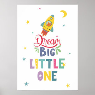 Dream Big Little One Digital Printable Kinderzimme Poster