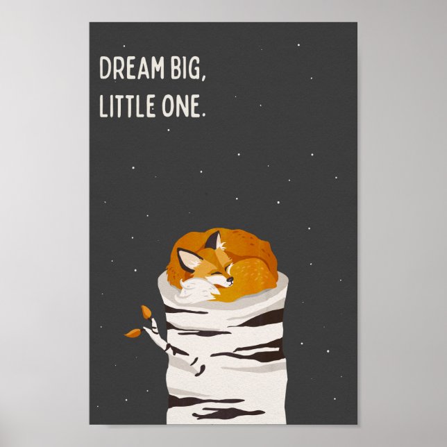 "Dream Big Little One" Niedlich Fox & Moon Art Kid Poster (Vorne)