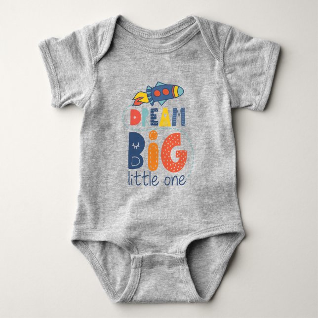Dream Big Little One Rocket Baby Strampler (Vorderseite)
