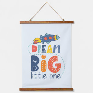 Dream Big Little One Rocket Wandteppich Mit Holzrahmen