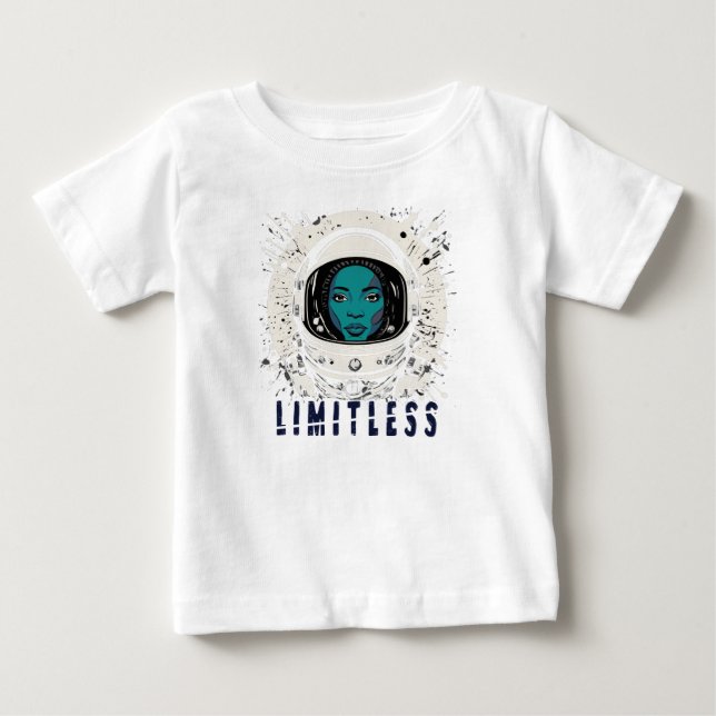 Dream Big, Little Star – Limitless Space Girl Baby T-shirt (Vorderseite)