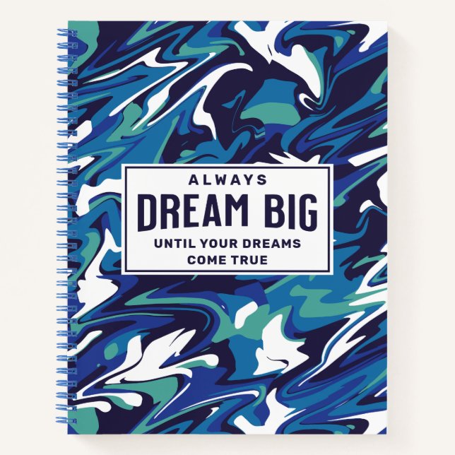 Dream Big Modern Blue Abstrakt Custom Notizbuch (Vorderseite)