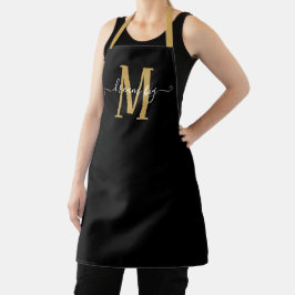 Dream Big Motivierend Monogram Initial Gold Black Schürze