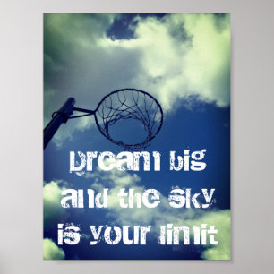 Dream Big Motivierend Netball Zitat Poster
