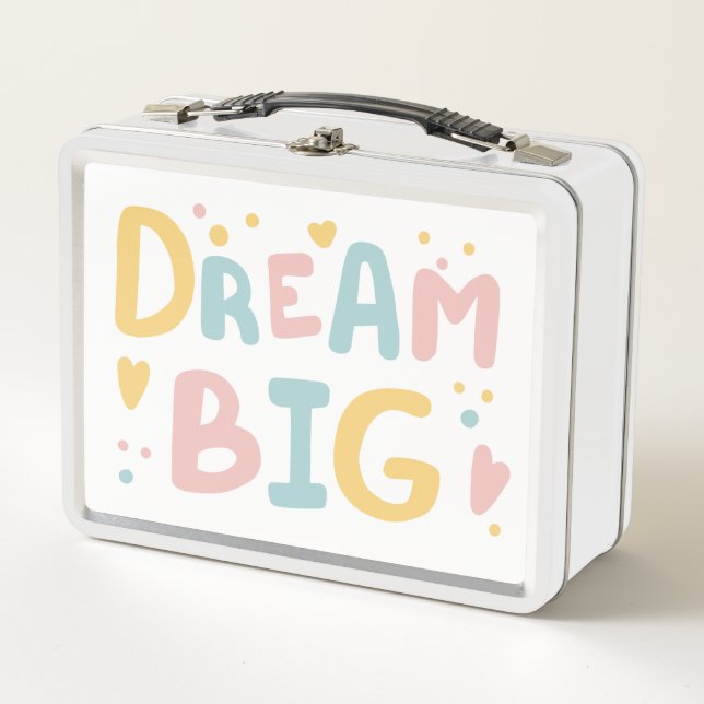 Dream Big Pastel Hearts Metall Brotdose (Vorderseite)
