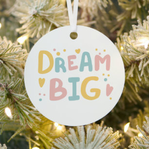 Dream Big Pastel Hearts Ornament Aus Metall