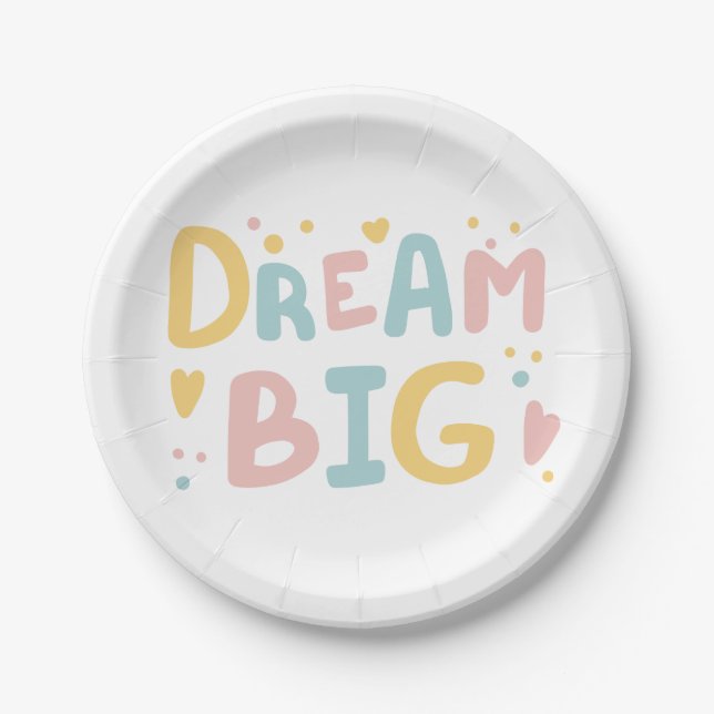 Dream Big Pastel Hearts Pappteller (Vorderseite)