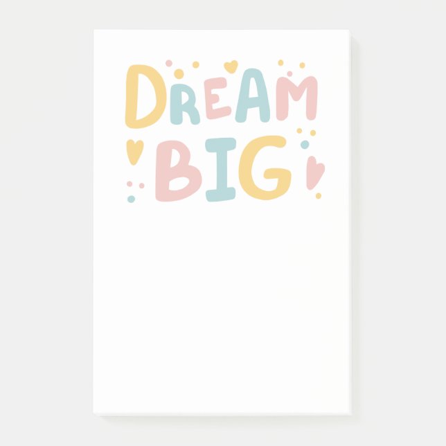 Dream Big Pastel Hearts Post-it Klebezettel (Vorderseite)