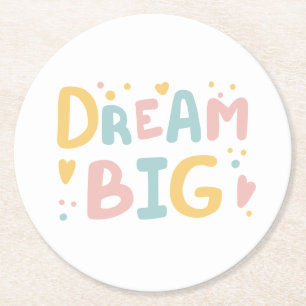 Dream Big Pastel Hearts Runder Pappuntersetzer