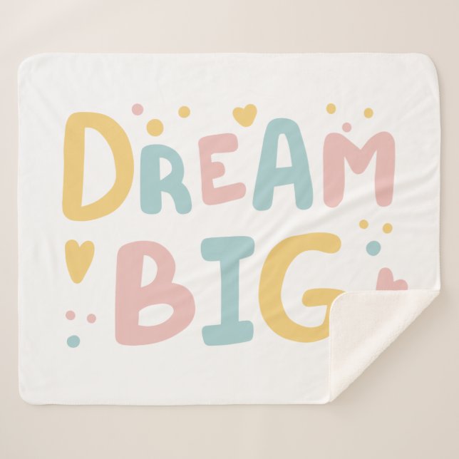 Dream Big Pastel Hearts Sherpadecke (Vorderseite (Horizontal))