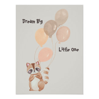 "Dream Big" Personalisiert Raccoon Holloons Poster