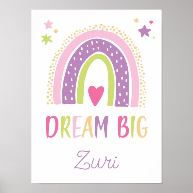 Dream Big Rainbow Hörnchen Girls Poster (Vorne)