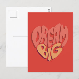 Dream Big: Red Heart Powerful Slogan Postkarte