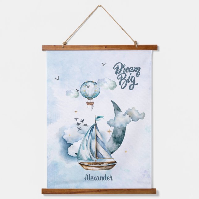 Dream Big Ship im Meer individuell anpassbar Wandteppich Mit Holzrahmen (Vorderseite)