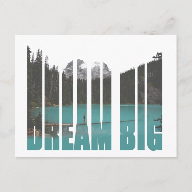 Dream Big Typografie Postkarte (Vorderseite)