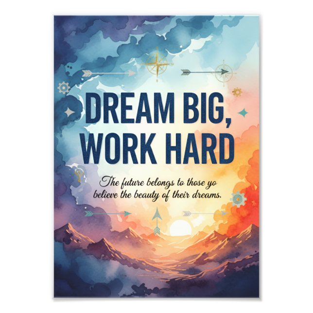 Dream Big, Work Hard – Inspirational Motivational  Fotodruck (Vorne)