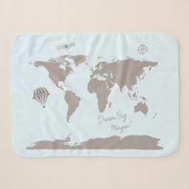 Dream Big World Traveller Blue Personalisiert Baby Sherpadecke