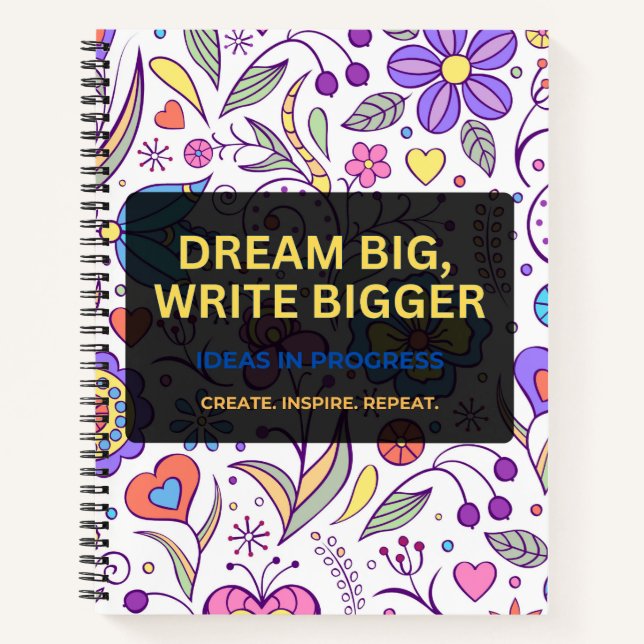 Dream Big, Write Bigger – Inspirational Notizbuch (Vorderseite)
