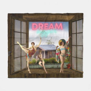 Dream Bigger Altered Art Vintag Dancers Fleecedecke
