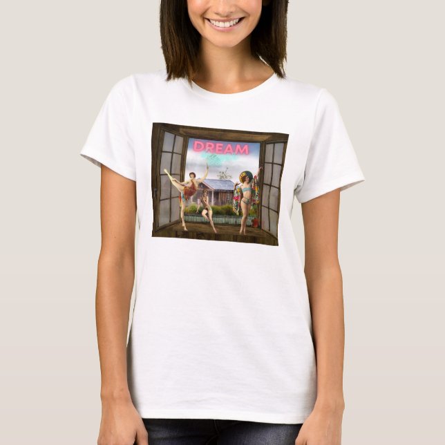 Dream Bigger Altered Art Vintag Dancers T-Shirt (Vorderseite)