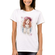 Dream & Bloom Watercolor Girl Art Women's Fitted
