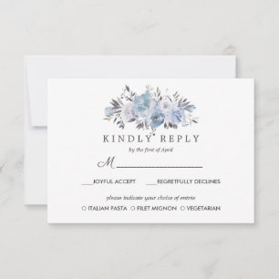 Dream Blue   Floral Wedding RSVP MEAL Option