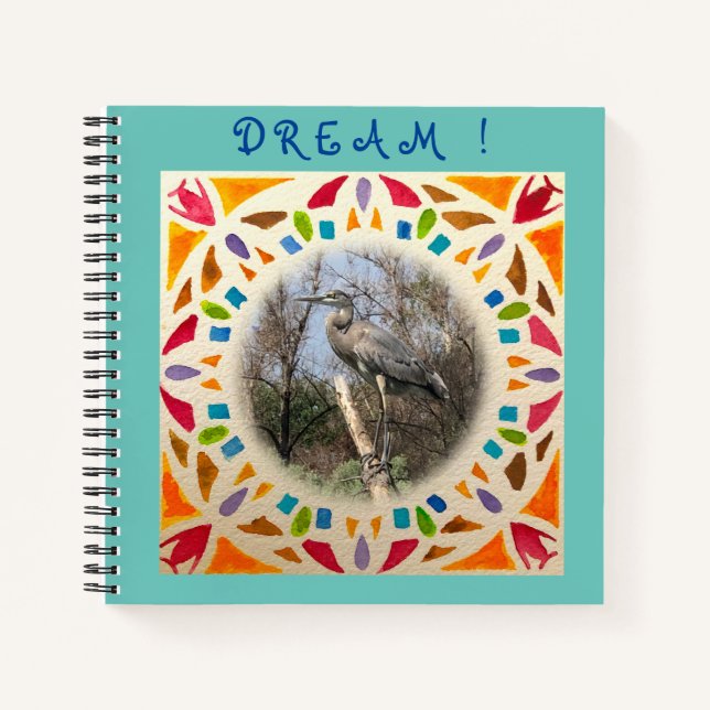 Dream Blue Heron and Watercolor Journal Notizbuch (Vorderseite)