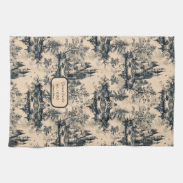 Dream Castle Midnight and Ivory Toile de Jouy Geschirrtuch