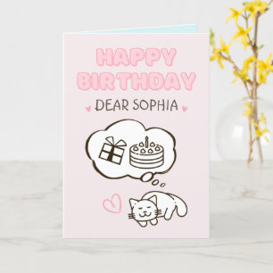 Dream Cat&Cake&Gift Happy Birthday Card Karte
