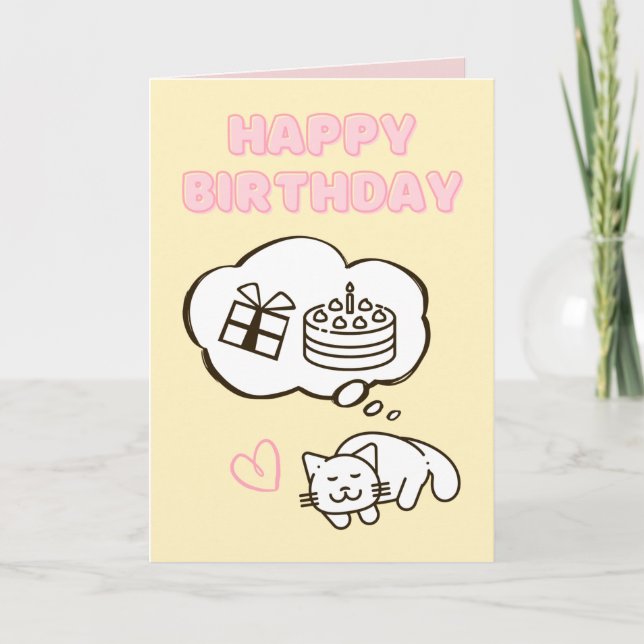 Dream Cat&Cake Happy Birthday Card Karte (Vorderseite)