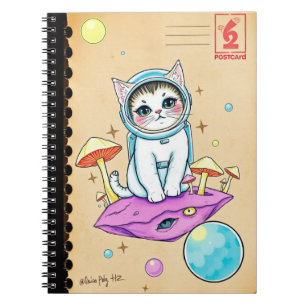 Dream Cat Journal - Retro Cosmic Vibes Notizblock