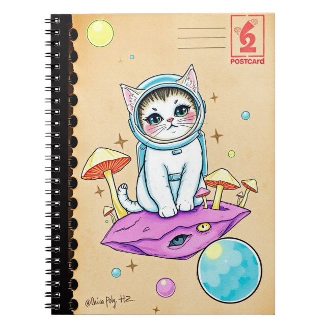 Dream Cat Journal - Retro Cosmic Vibes Notizblock (Vorderseite)