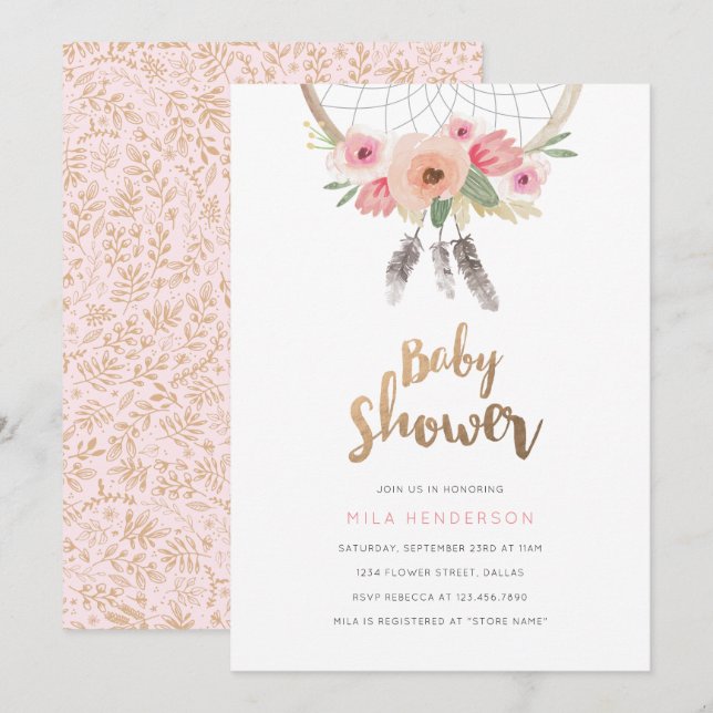 Dream Catcher Baby Shower Einladung (Vorne/Hinten)