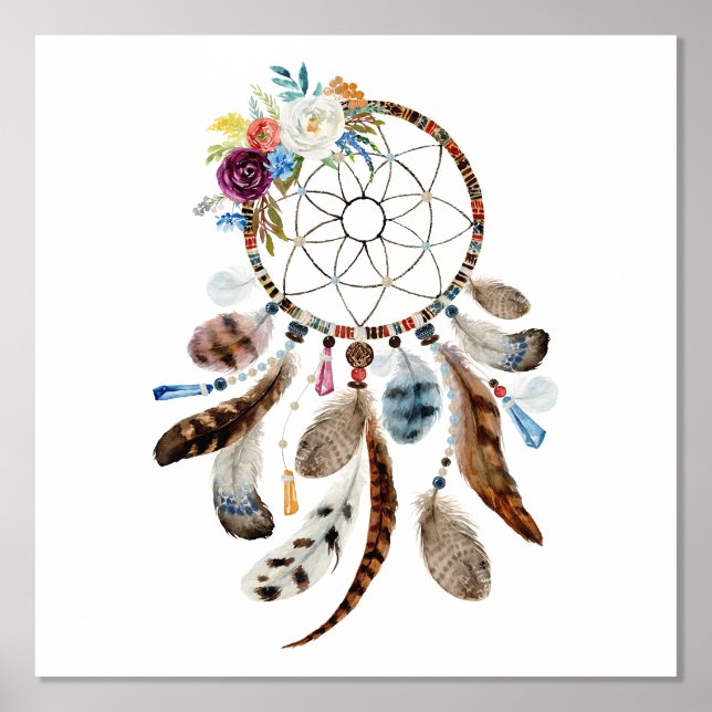 Dream Catcher Feather und Blume Foliendrucke (Vorderseite)
