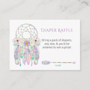 Dream Catcher Feathers Pastels Diaper Raffle Begleitkarte