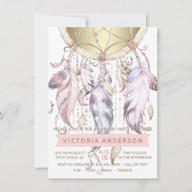 Dream Catcher Geburtstagsparty Einladungen (Vorderseite)