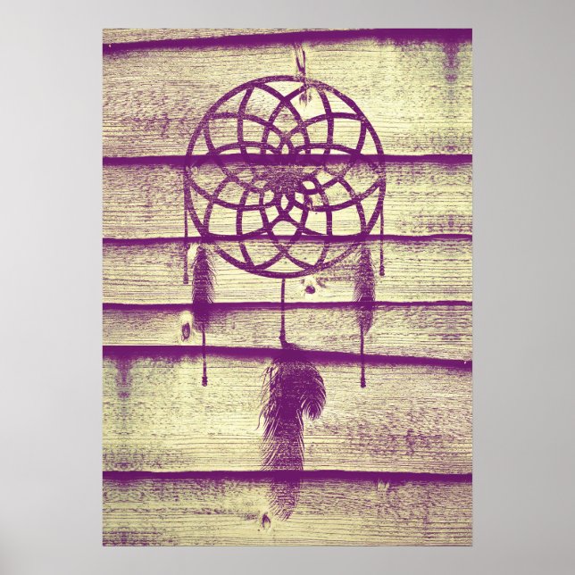 Dream Catcher Lila Wood Poster (Vorne)