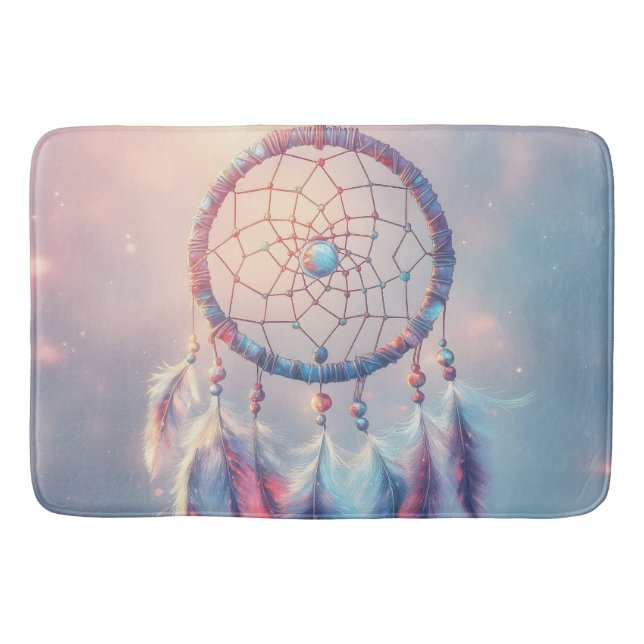 Dream Catcher mit weichen Federn und Perlen Badematte (Vorderseite)