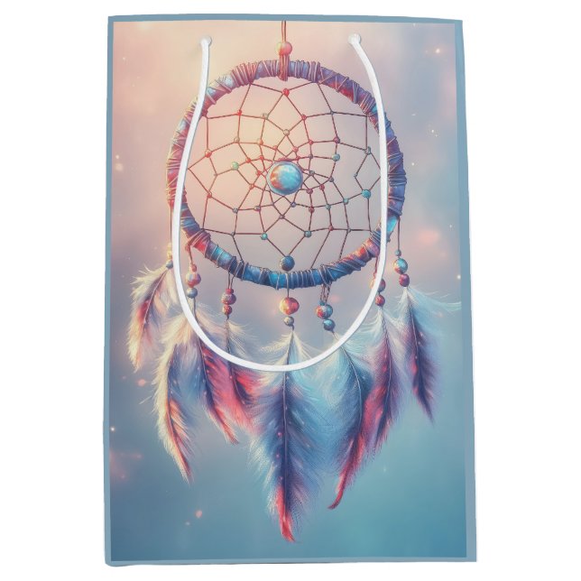 Dream Catcher mit weichen Federn und Perlen Mittlere Geschenktüte (Vorderseite)