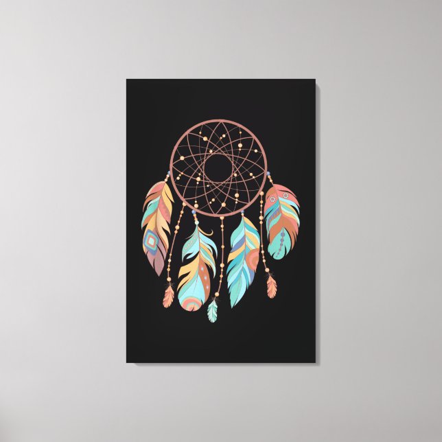 Dream Catcher Native American Feathers Tribal Drea Leinwanddruck (Vorderseite)