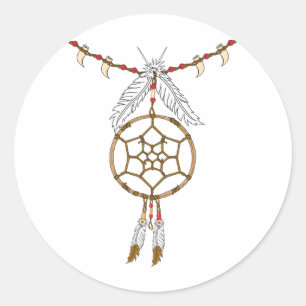 Dream Catcher Necklace Runder Aufkleber