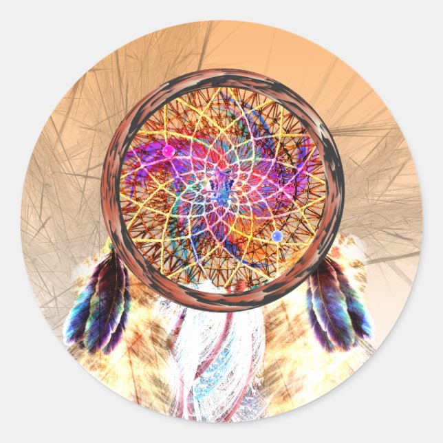 Dream Catcher Runder Aufkleber (Vorderseite)