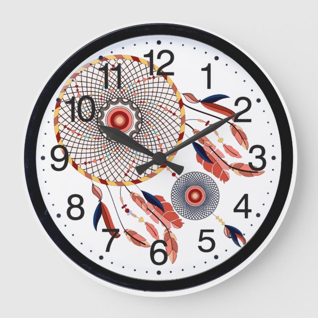 Dream Catcher Southwestern wall clock Große Wanduhr (Vorderseite)