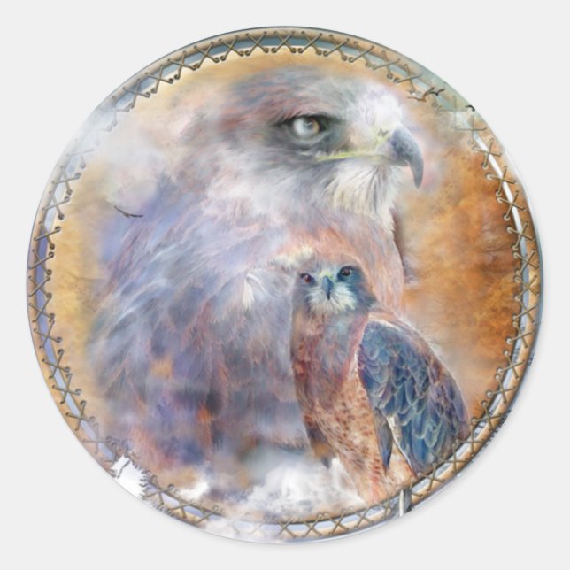 Dream Catcher - Spirit Hawk Art Sticker (Vorderseite)